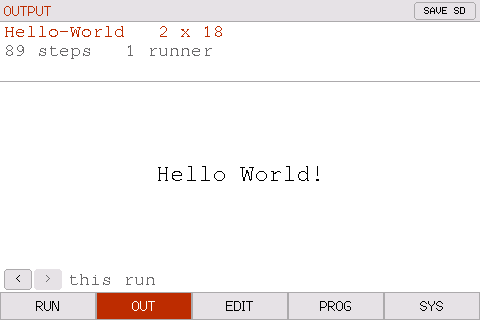 the output page
