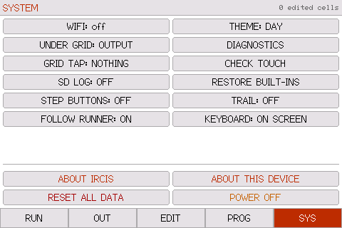 the settings page